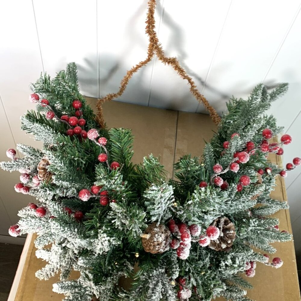 National Tree Company HGTV LED Pre-Lit Battery Timer Large Snowy Garland Swag